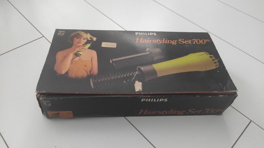 Vintage hairstyling set Philips groen, Ophalen of Verzenden, Gebruikt, Föhn of Haardroger