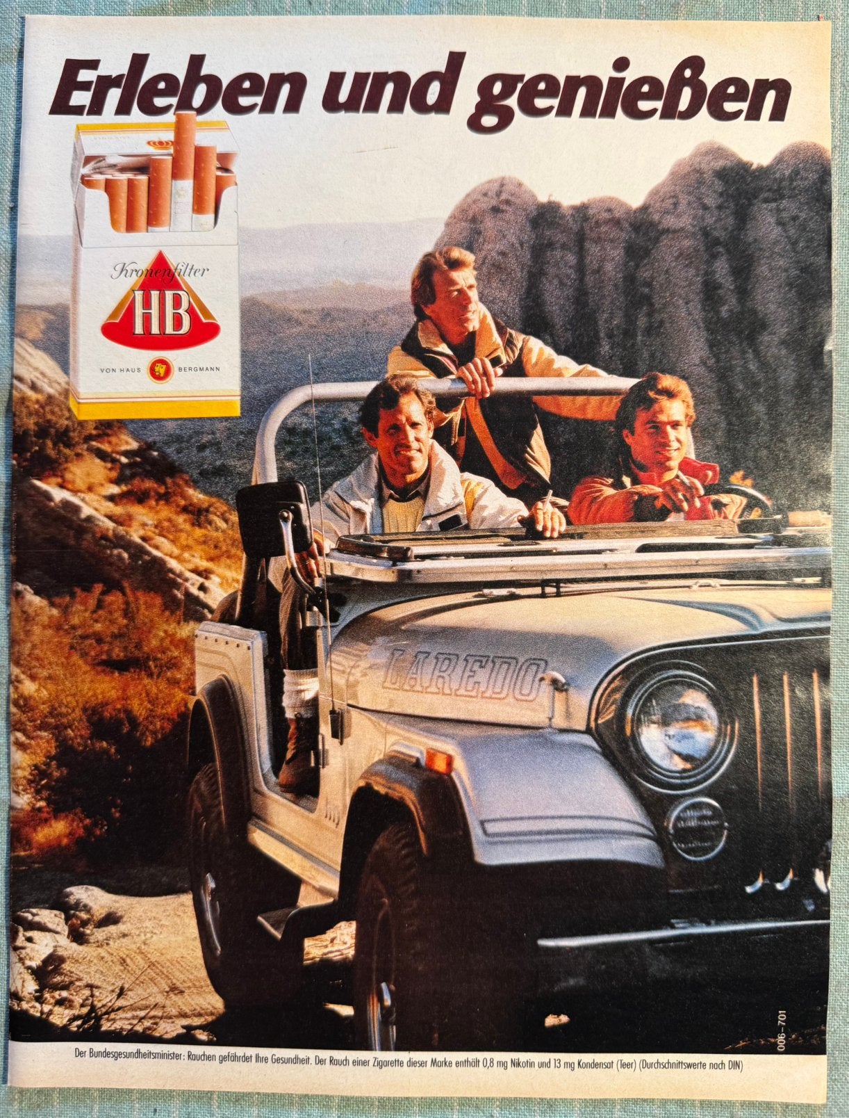 Advertentie Jeep Laredo HB sigaretten, Verzenden, Zo goed als nieuw, Auto's