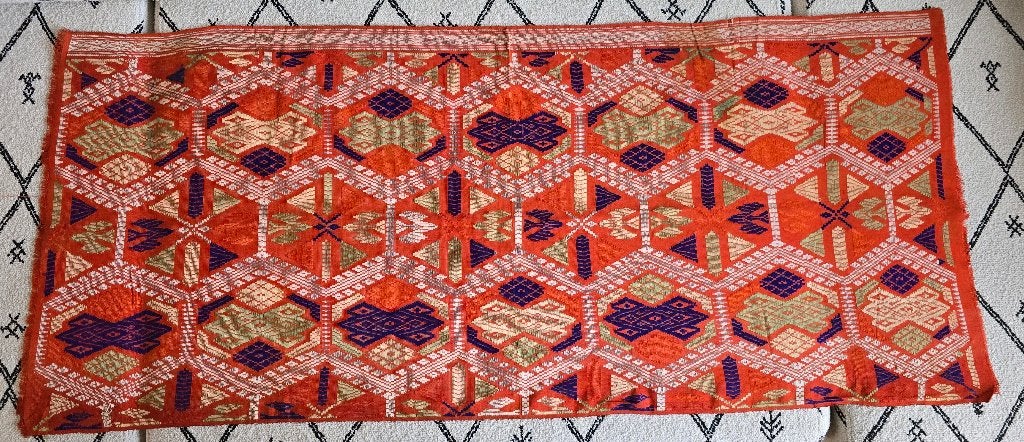 Bali Doek / Wandkleed Tafelloper Oranje Blauw (133 x 57 cm), Nieuw, Oranje, Ophalen of Verzenden, 30 tot 120 cm