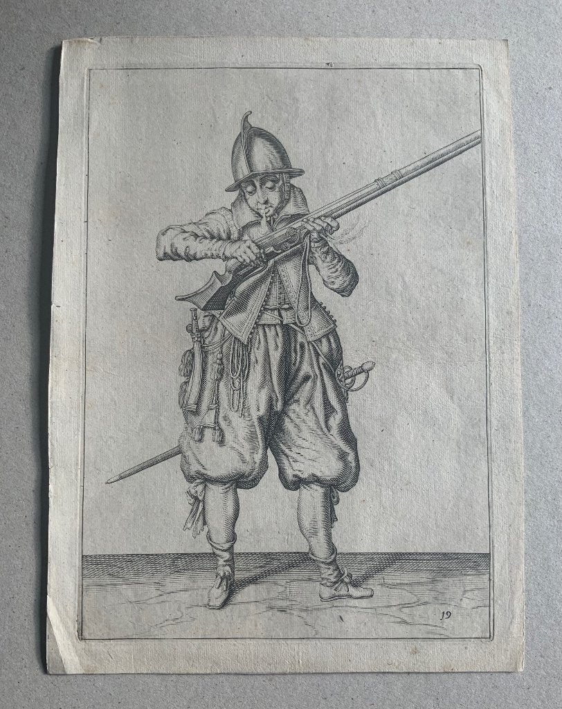 Jacques de Gheijn Originele kopergravure 1607, Verzenden, Militair, 1600 - 1699, Origineel