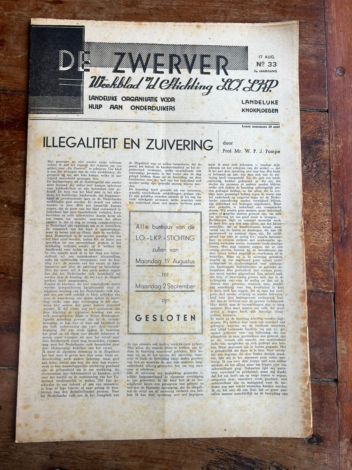 Verzet blad LO LKP oa verzet Limburg Well Amersfoort, Verzenden, Nederland, Boek of Tijdschrift