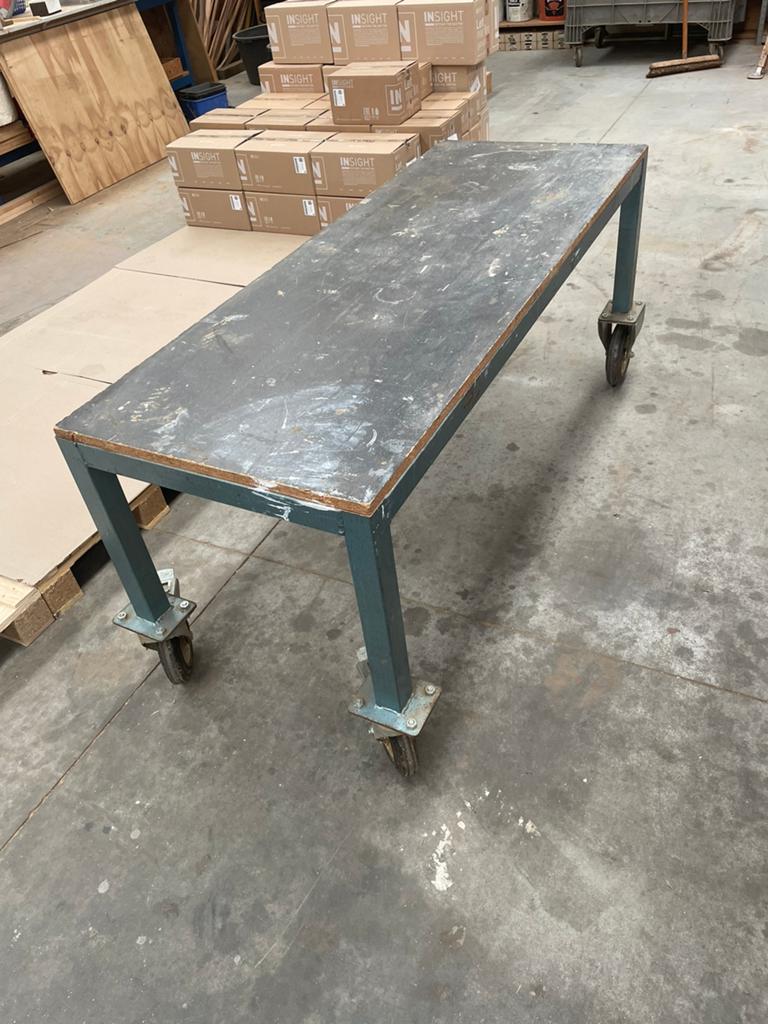 Verrijdbare werktafel staal, Ophalen, Gebruikt