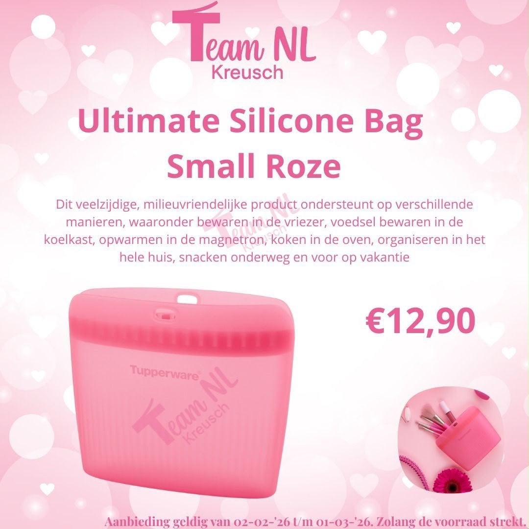 Tupperware Ultimate Silicone Bag S Roze - 540 ml, Overige kleuren, Overige typen, Nieuw, Ophalen of Verzenden