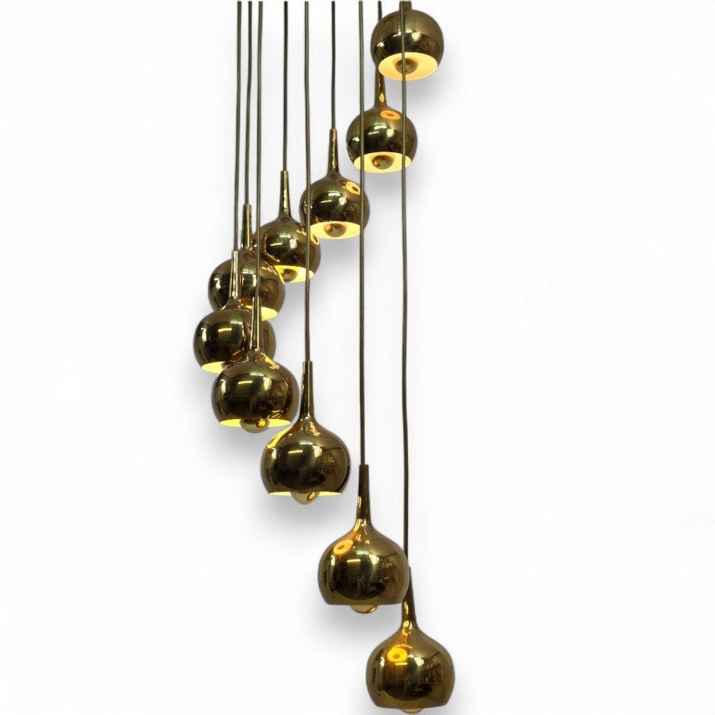 Hans-Agne Jakobsson voor Markary messing Cascade lamp 60's, Huis en Inrichting, Ophalen of Verzenden, Gebruikt, Metaal, E14 (klein)