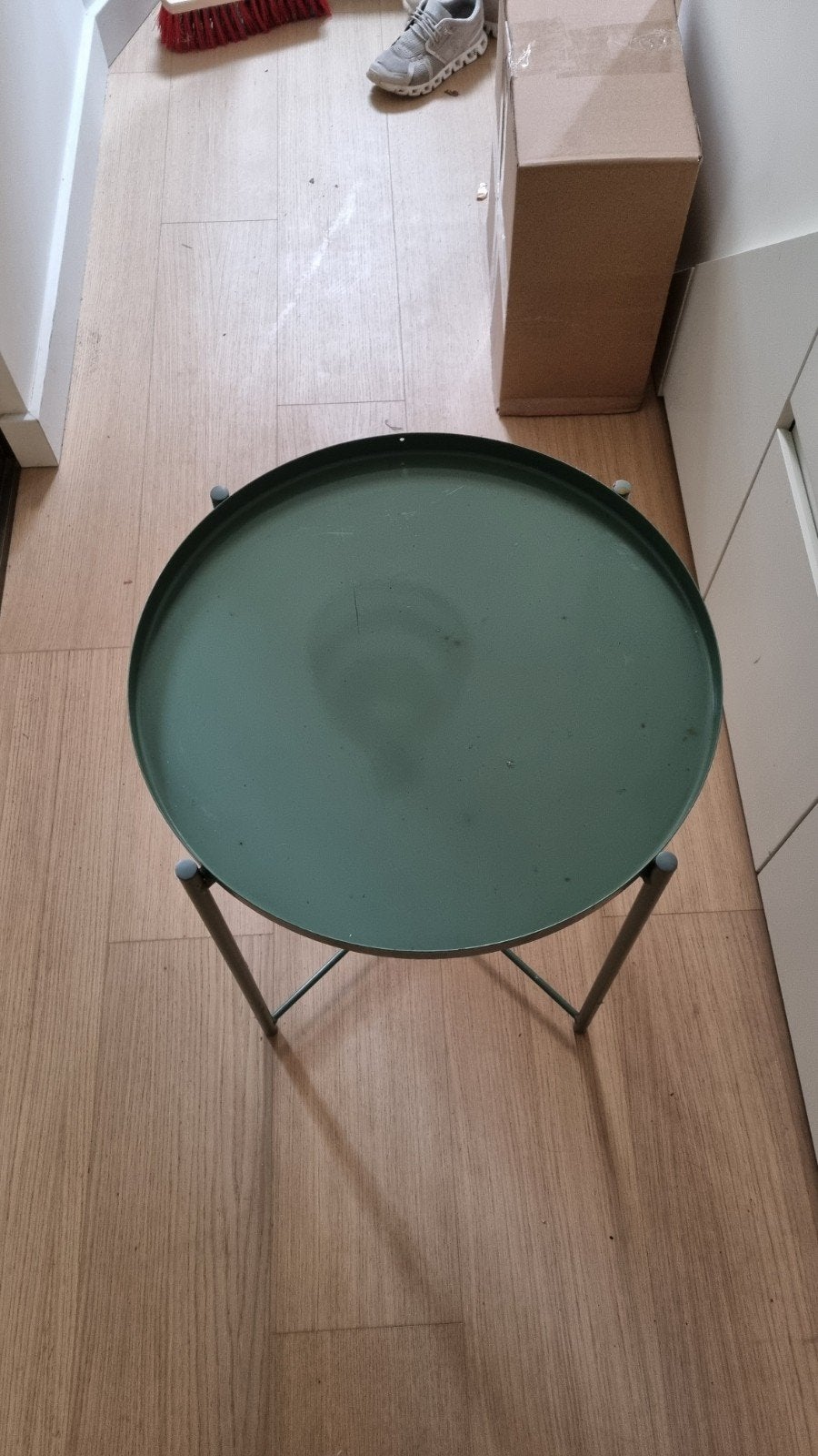 Groene bijzettafel, Minder dan 55 cm, Gebruikt, Metaal of Aluminium, Rond