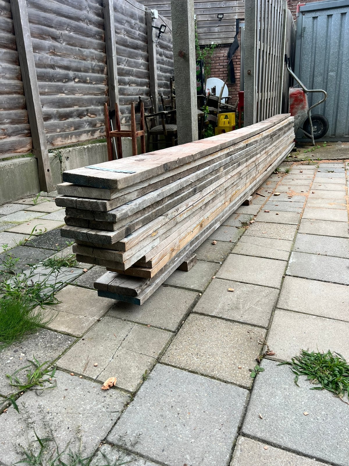 Te koop: gebruikte steigerplanken 15 stuks, Ophalen, Gebruikt, 25 tot 50 mm, Plank