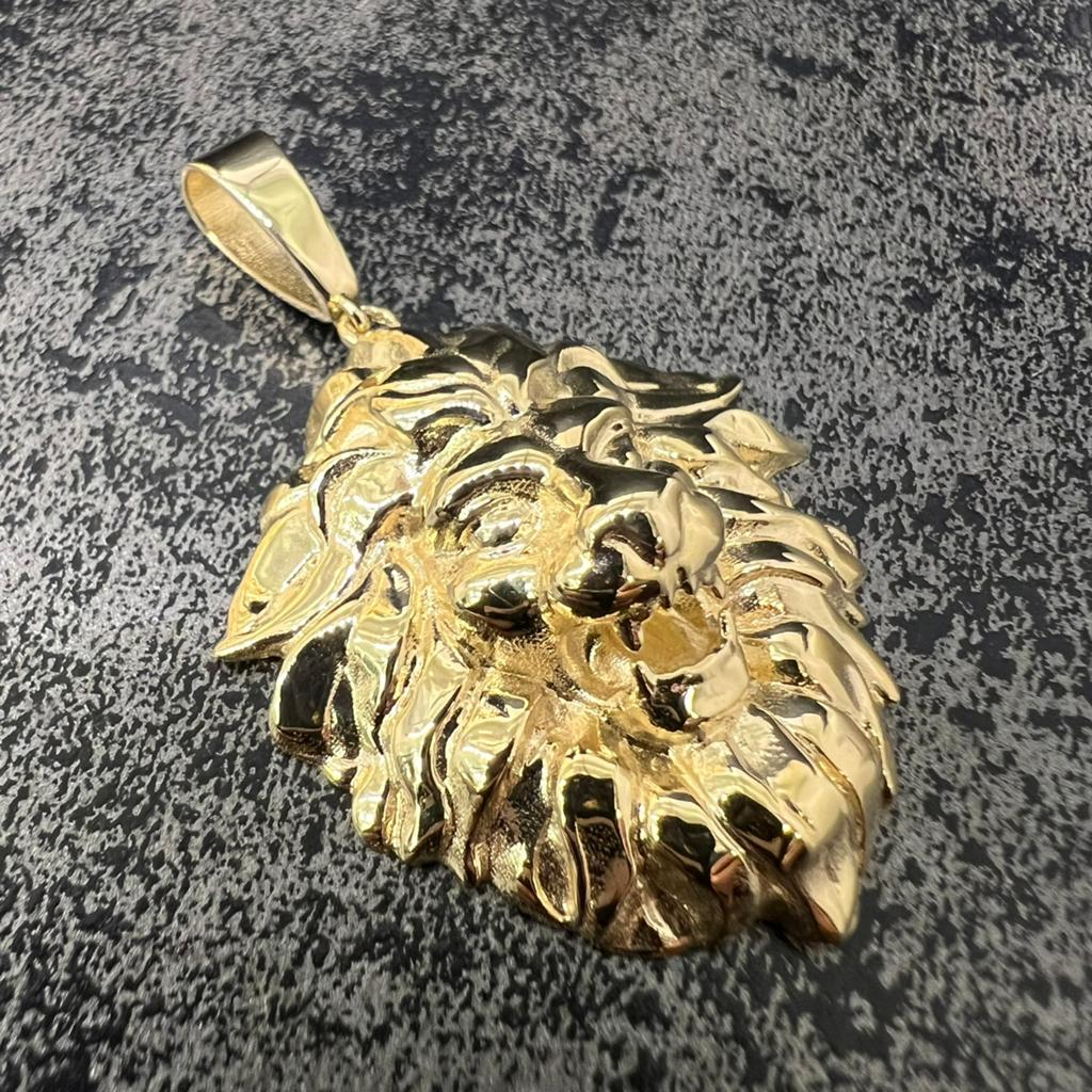 14 karaat gouden hanger leeuw kop model groot, Ophalen of Verzenden, Nieuw, Goud, Kruis of Symbool