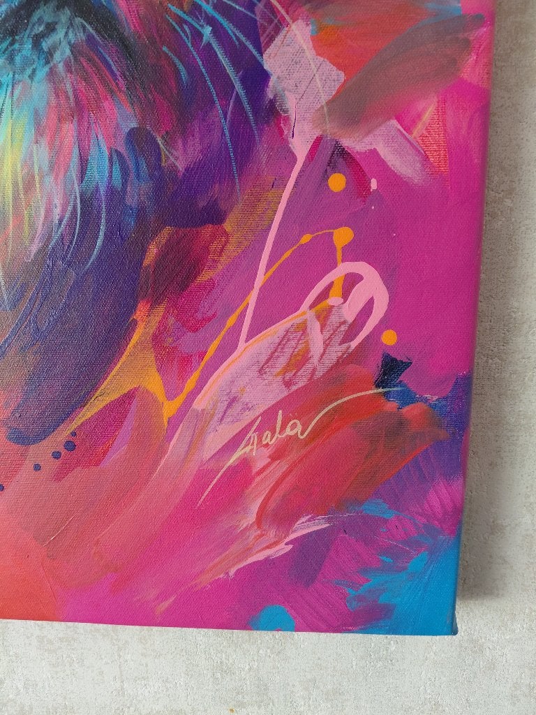 Acrylschilderij van Galya Bukova : Lioness 80 x 60 cm, Ophalen of Verzenden, Acrylverf, Dieren