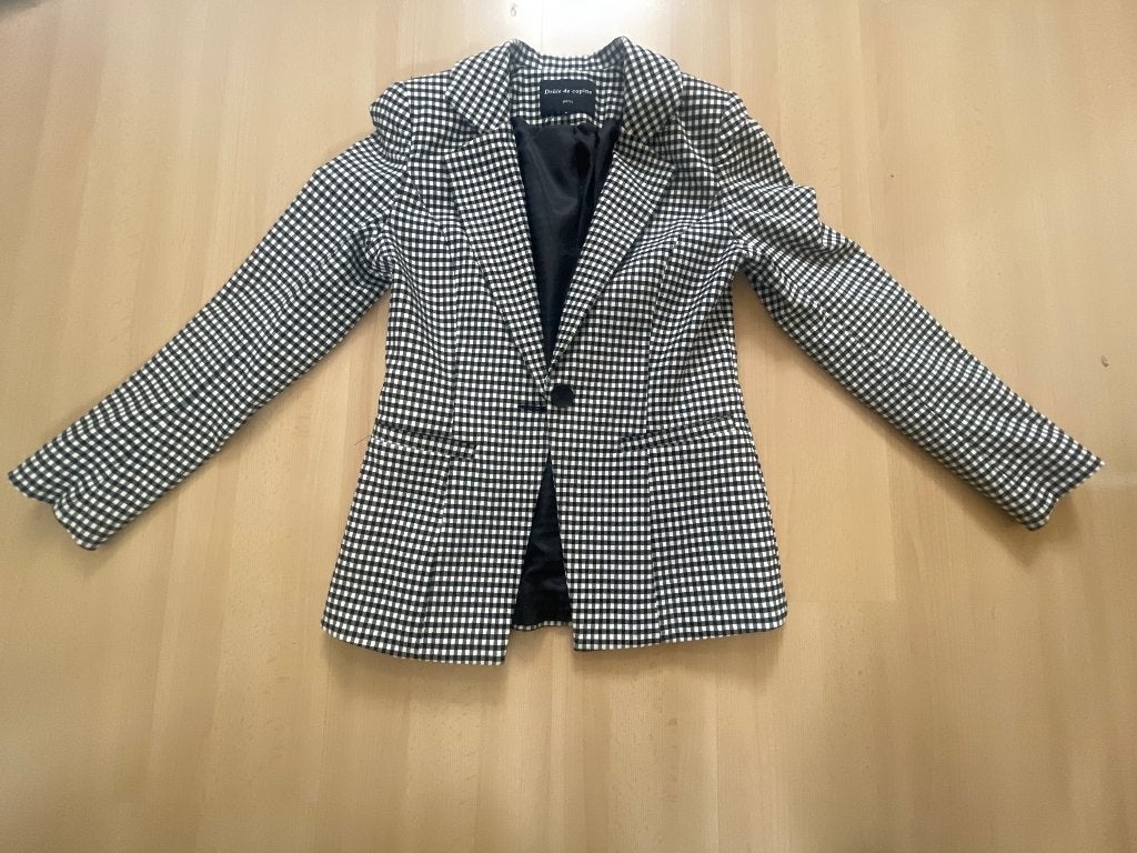 Black & White Houndstooth Tailored Blazer, Kleding | Dames, Broeken en Pantalons, Verzenden, Zwart, Zo goed als nieuw, Maat 34 (XS) of kleiner