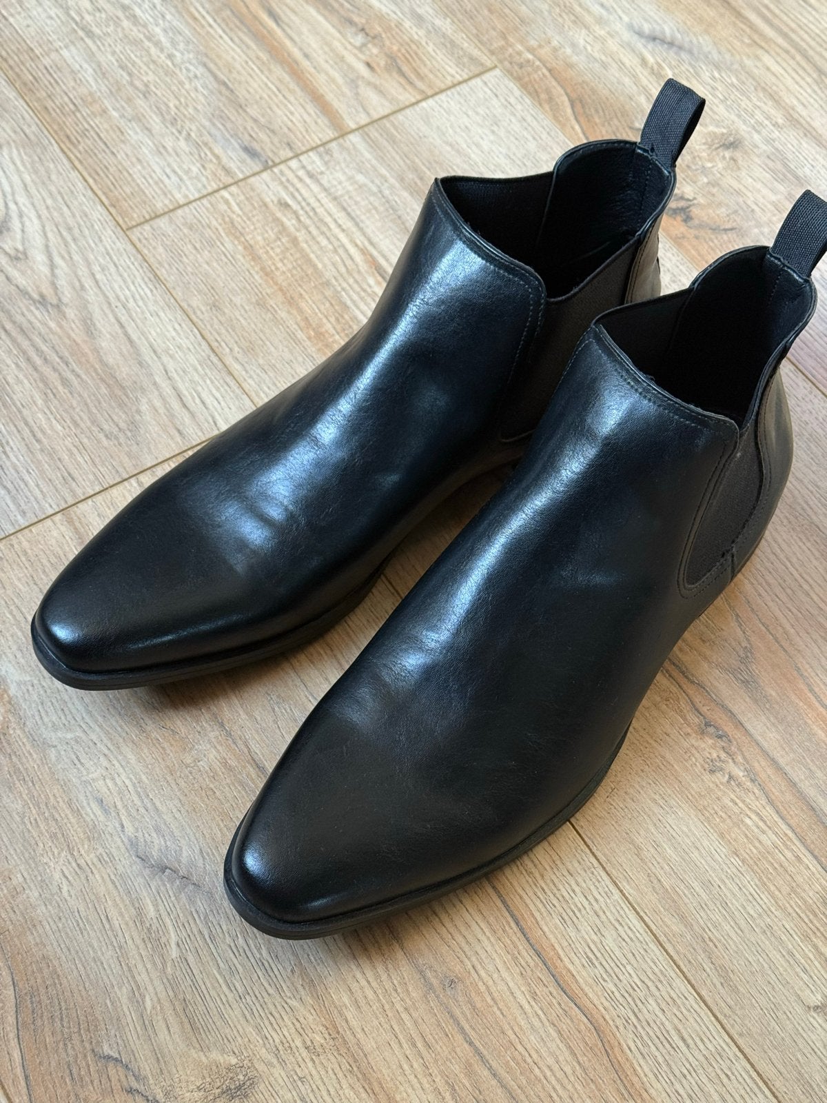 Zwarte leren Chelsea boots - Maat 46, Ophalen of Verzenden, Zo goed als nieuw, Zwart, Boots