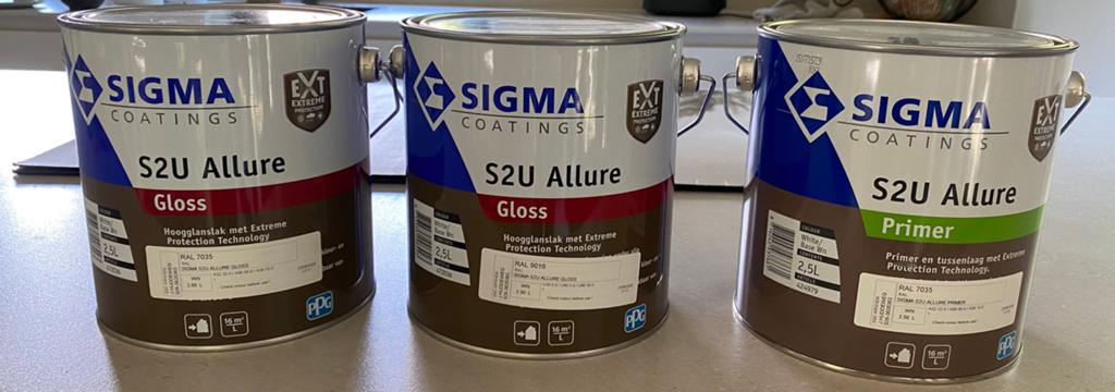 Sigma S2U Allure 2,5L RAL 9016 & RAL 7035, Doe-het-zelf en Verbouw, Verf, Beits en Lak, Nieuw, Wit, Ophalen