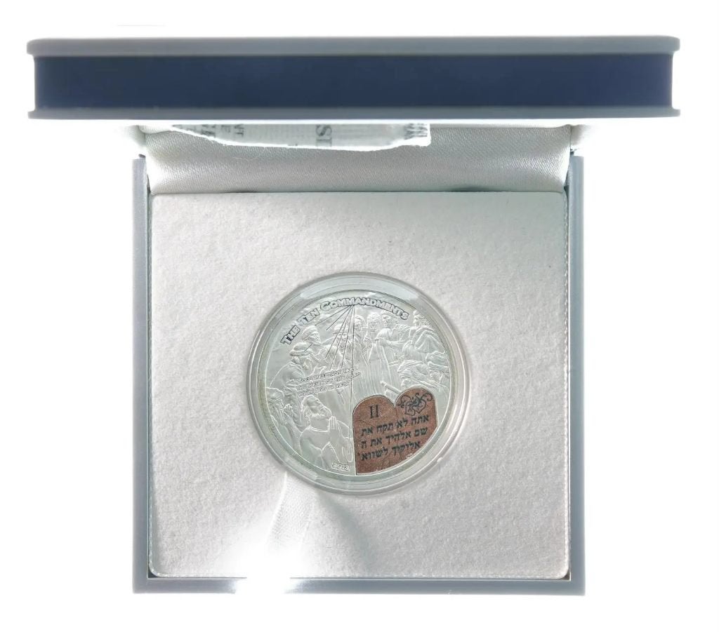 Palau 2 Dollars 2013 Zilver De Tien Geboden in cassette, Ophalen of Verzenden, Overige landen, Setje, Zilver