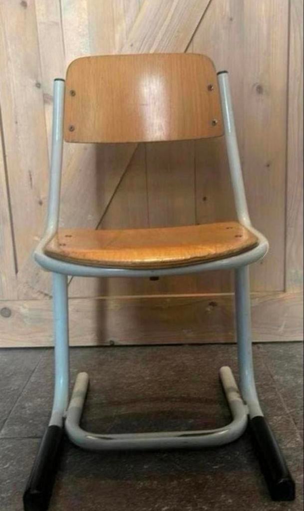 Vintage schoolstoel - Hout en metaal, Ophalen, Gebruikt, Overige kleuren, Eén