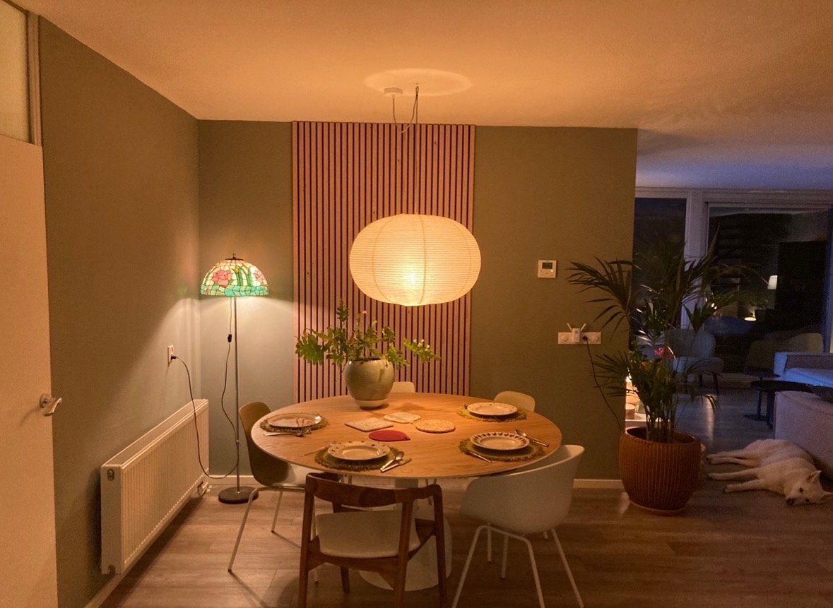 Italiaanse design eettafel Illo Flamed - Rond eiken blad, Ophalen, Gebruikt, 150 tot 200 cm, Eikenhout