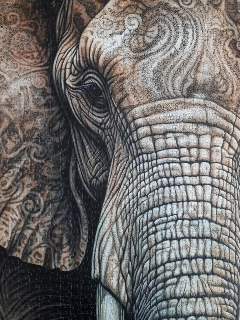 ENJOY puzzel🔆ANCESTRAL PATTERNS olifant zgan 1000 stukjes, Ophalen of Verzenden, 500 t/m 1500 stukjes, Zo goed als nieuw, Legpuzzel