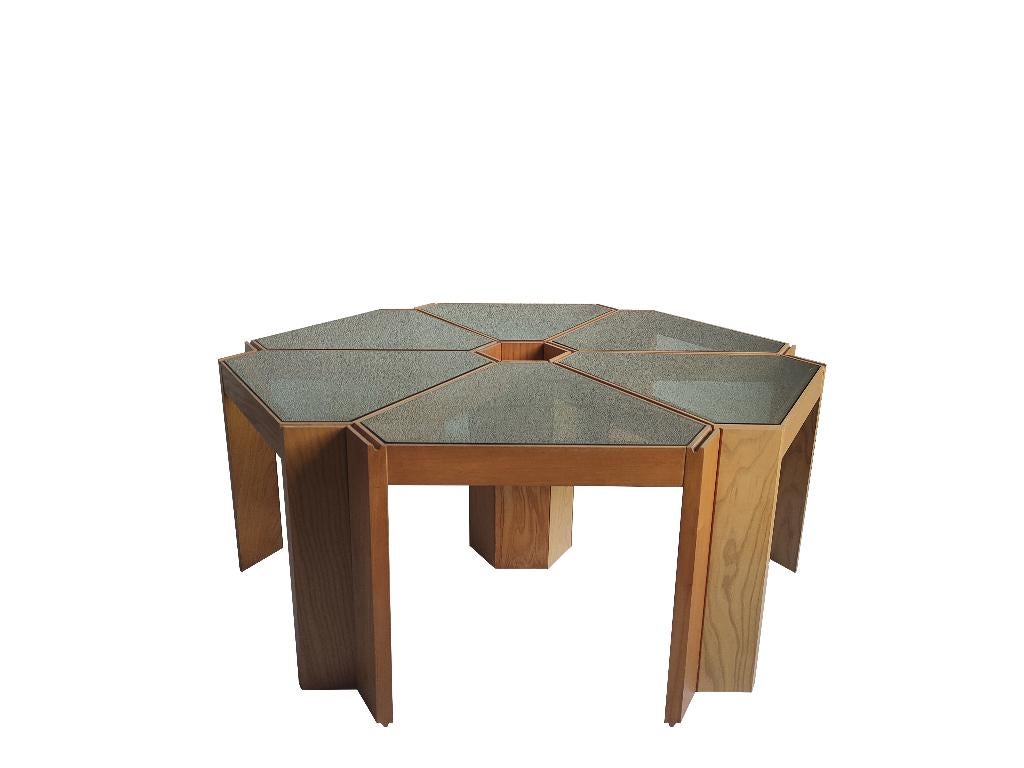 Unieke vintage set Porada Arredi design kast bijzettafels, Ophalen, Gebruikt, Hout