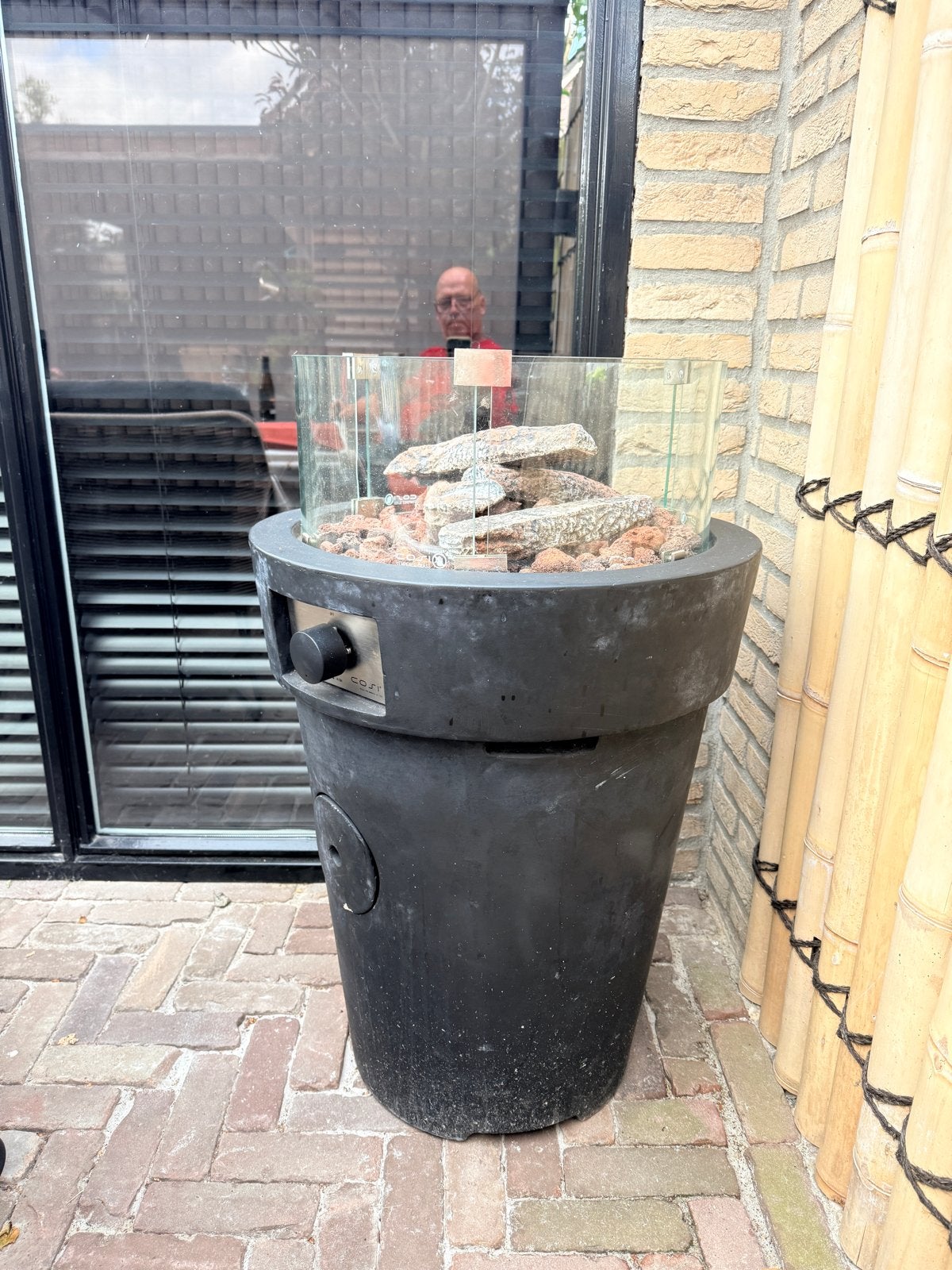 Cosidrum,Moderne vuurkorf met glas en lavastenen, Ophalen of Verzenden, Gebruikt, Vuurkorf