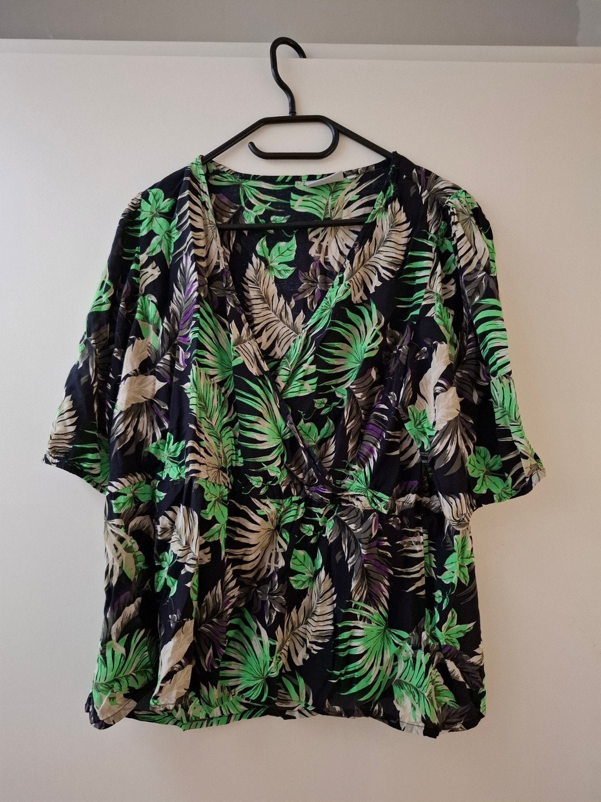 Kaffe Curve blouse maat 46 met bladprint, Kaffe, Zwart, Maat 46/48 (XL) of groter, Ophalen of Verzenden