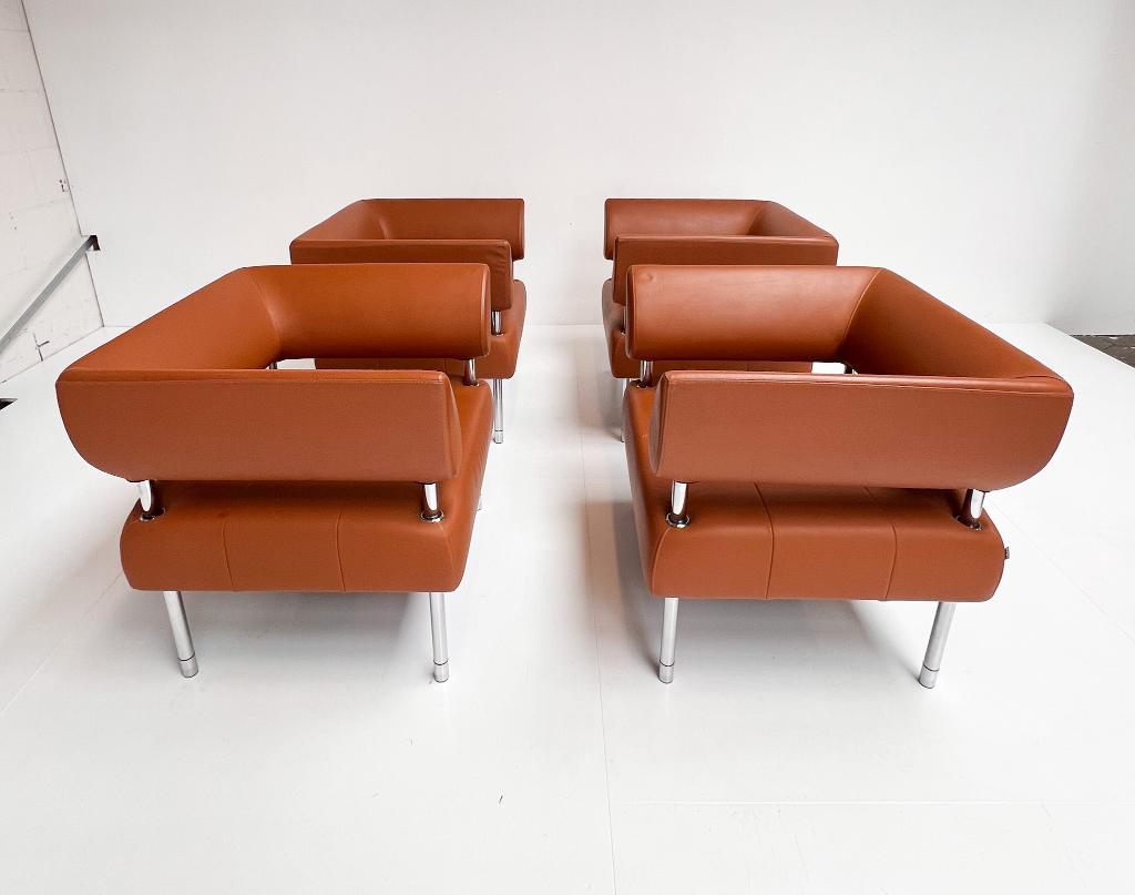 Cognackleurige fauteuil van Sergio Bellin voor Sitland, 1990, Sitland, Gebruikt, Minder dan 75 cm, Design