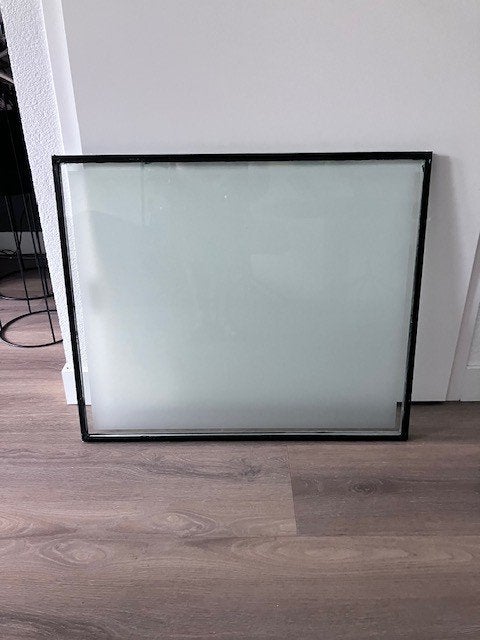 gezandstraald glas 673 x 568 x 18 mm komt uit voordeur, Ophalen, Gevelraam of Ruit, Gebruikt, Minder dan 80 cm