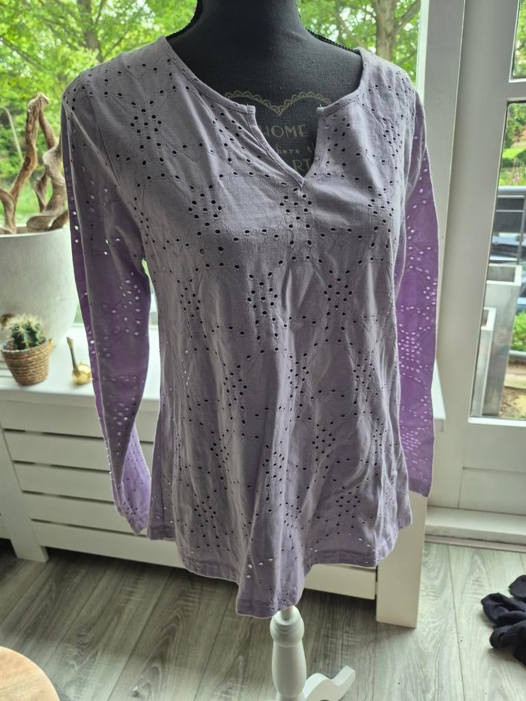 Nieuwe I Say blouse met lange mouwen en opengewerkt patroon, Kleding | Dames, Maat 38/40 (M), Paars, Nieuw, Ophalen of Verzenden