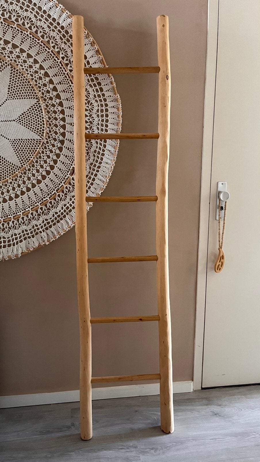 Houten decoratieve ladder, Ophalen, Zo goed als nieuw, Hout, Boho