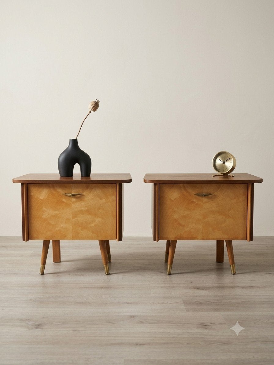 Vintage mid century nachtkastjes, Ophalen, Minder dan 45 cm