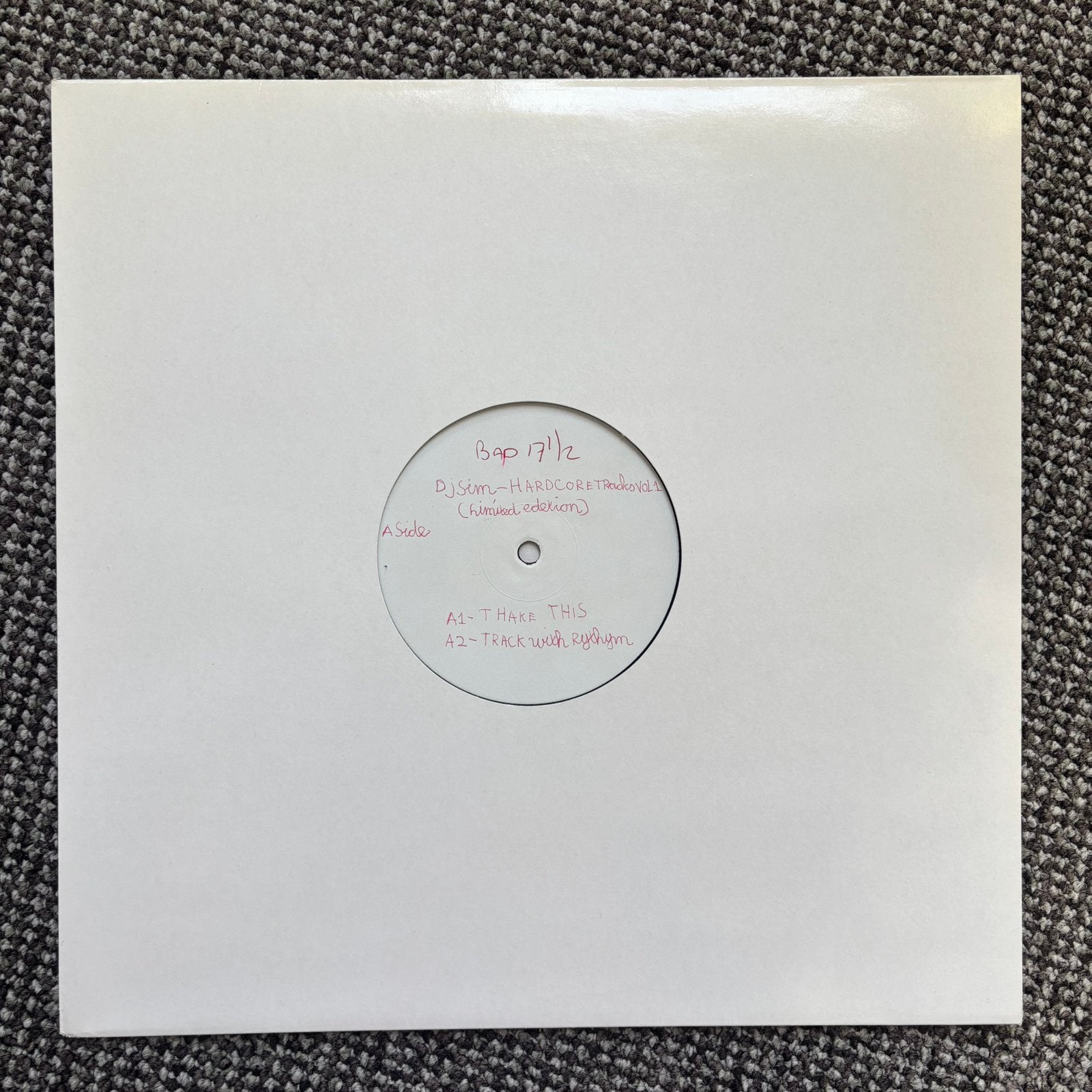 DJ Sim - Hardcore Tracks Vol. 1 White Label Vinyl, LP, Gebruikt, Hardcore, Promo