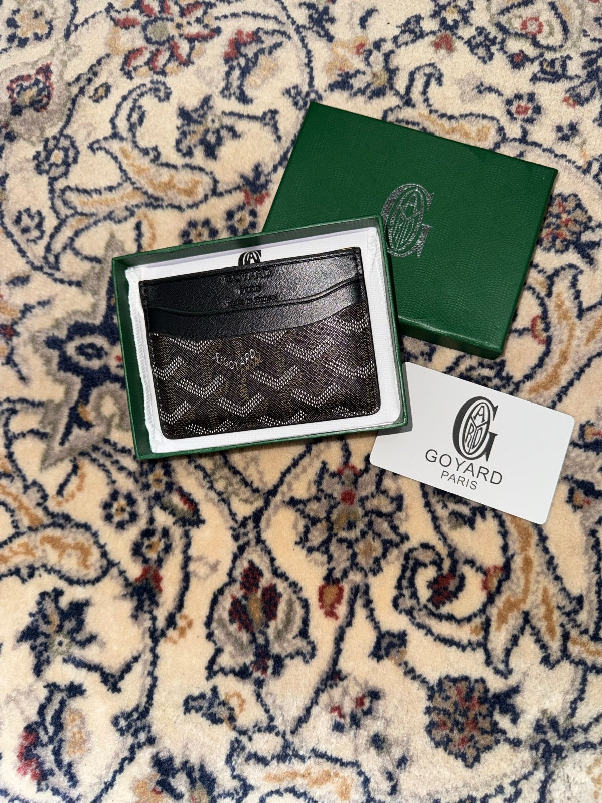 Goyard Saint Sulpice Kaarthouder Zwart/Bruin, Zwart, Zo goed als nieuw, Leer, Ophalen
