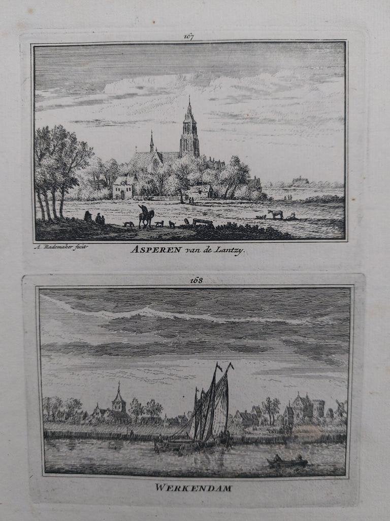 167-168 / Werkendam en Asperen Gravure A. Rademaker, Antiek en Kunst, Ophalen of Verzenden