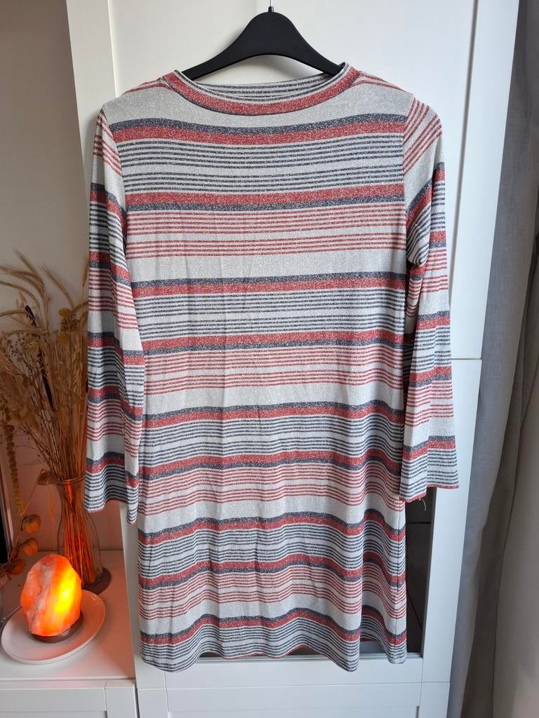Mads Nørgaard glitter striped dress size S lurex, Mads Nørgaard, Wit, Ophalen of Verzenden, Zo goed als nieuw