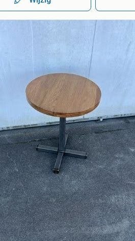 7 stuks eiken bistro horeca restaurant tafels rond 60 cm, Ophalen