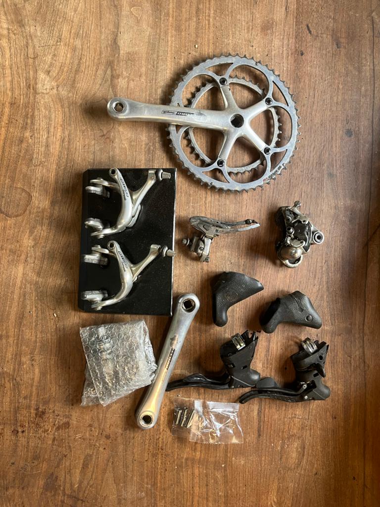 Campagnolo Record Groepset - Vintage Racefiets Onderdelen, Fietsen en Brommers, Fietsonderdelen, Crankstel of Pedalen, Gebruikt