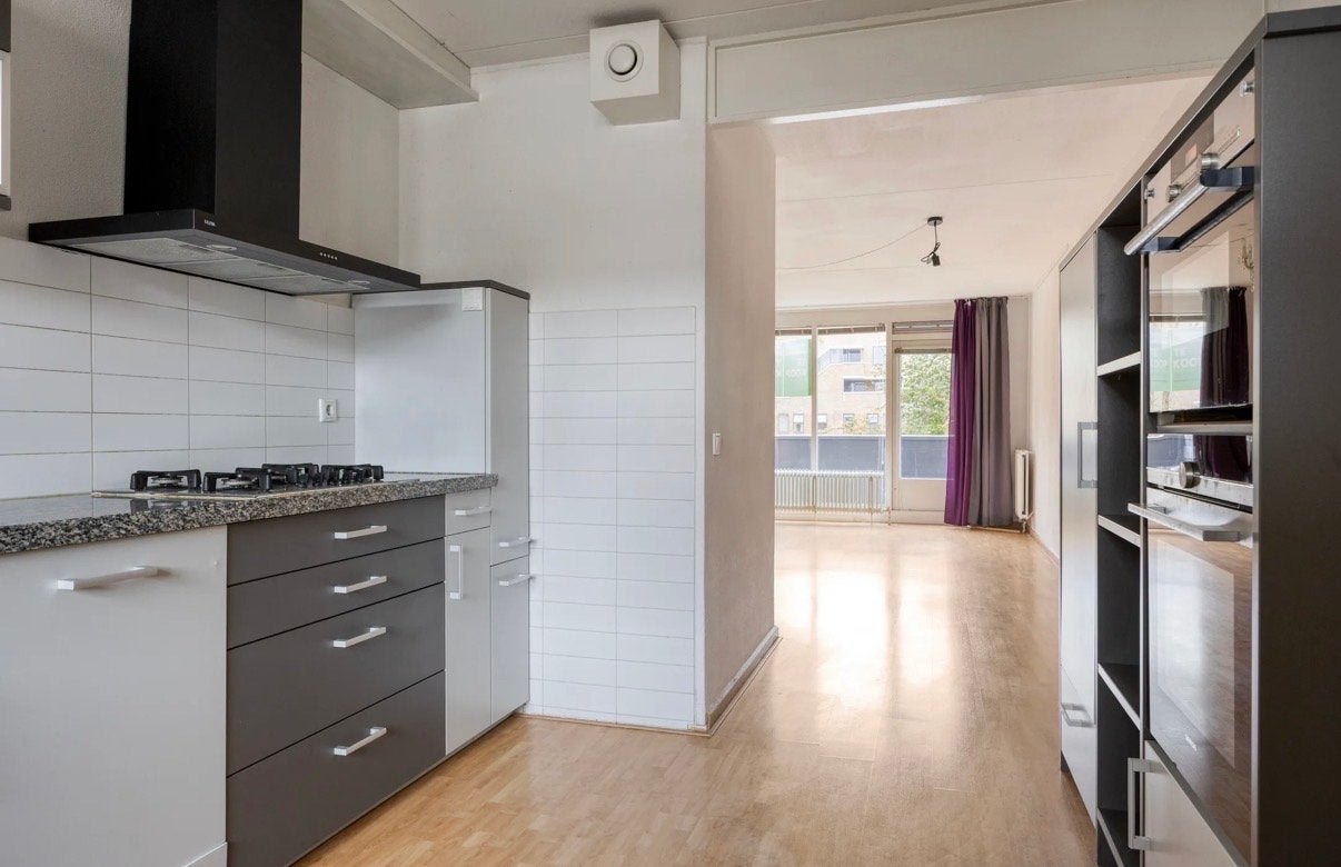 Keuken breed 195cm met granieten blad, Ophalen, Gebruikt, Wit, Graniet of Steen