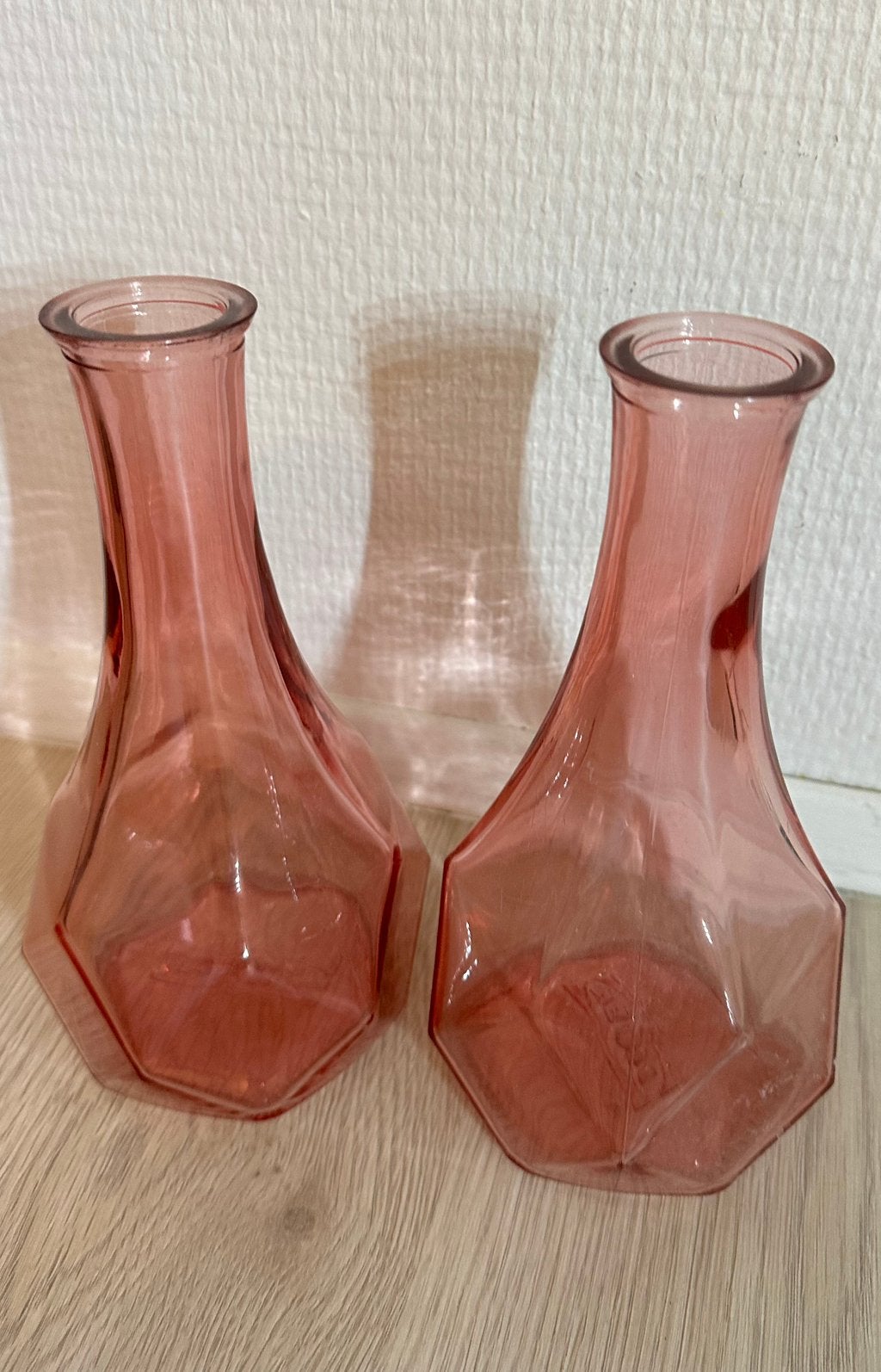 2x IKEA glazen vaas oudroze / roze – set van 2, Ophalen of Verzenden, Zo goed als nieuw, Roze, Glas