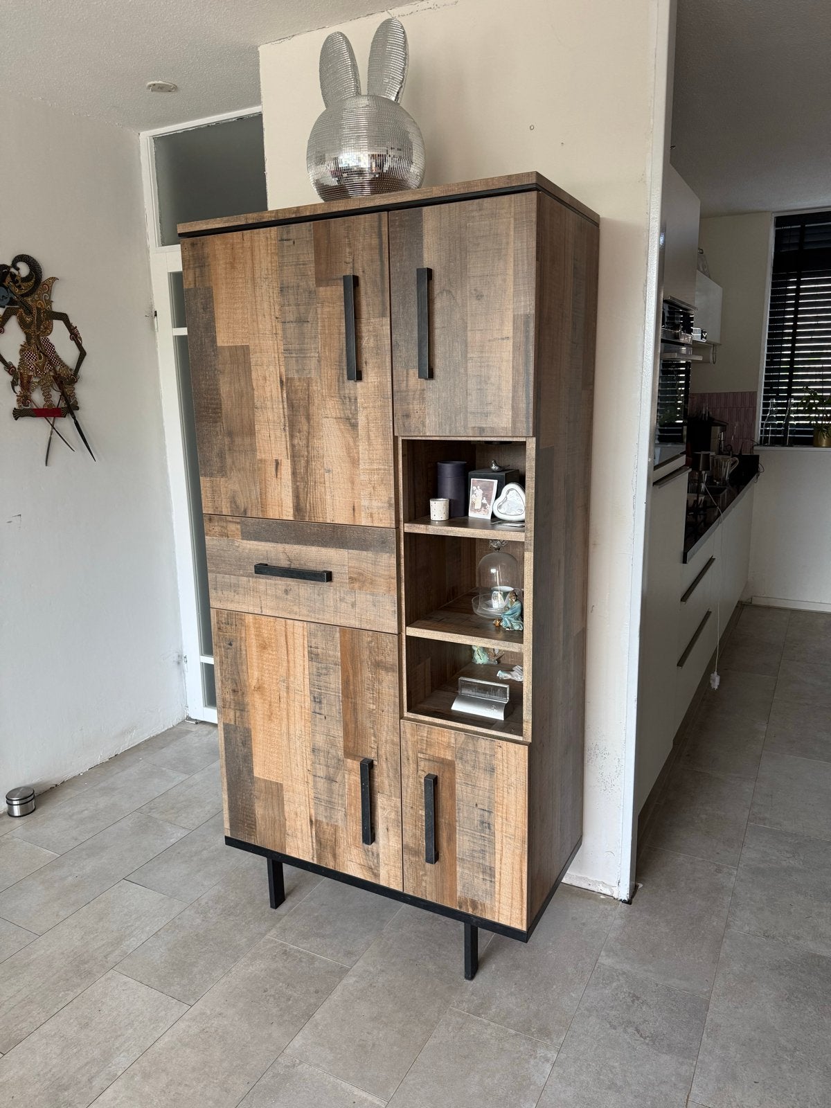 Moderne kast met opbergruimte en open vakken, Ophalen, Gebruikt, 50 tot 100 cm, Met lade(s)