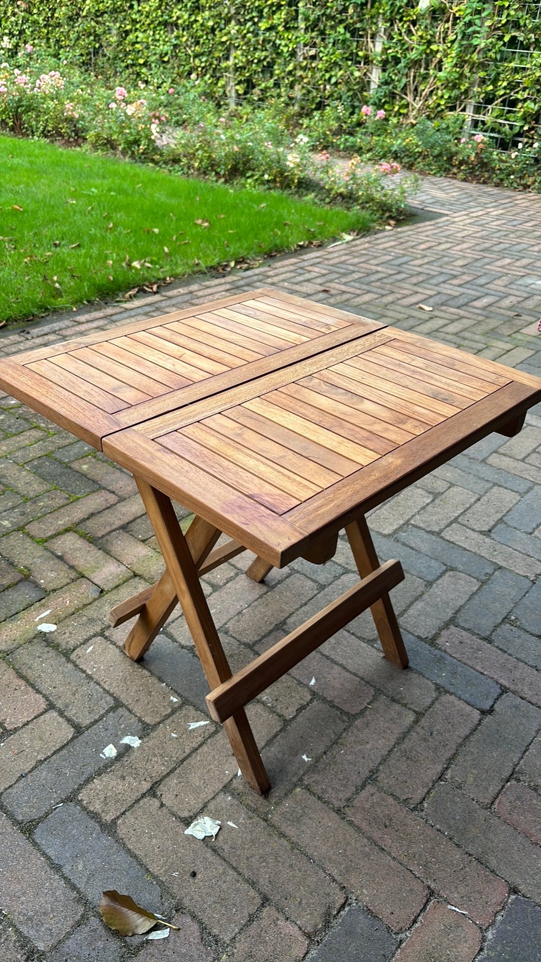 Houten inklapbare tuintafel, Ophalen, Gebruikt, Vierkant, Hout