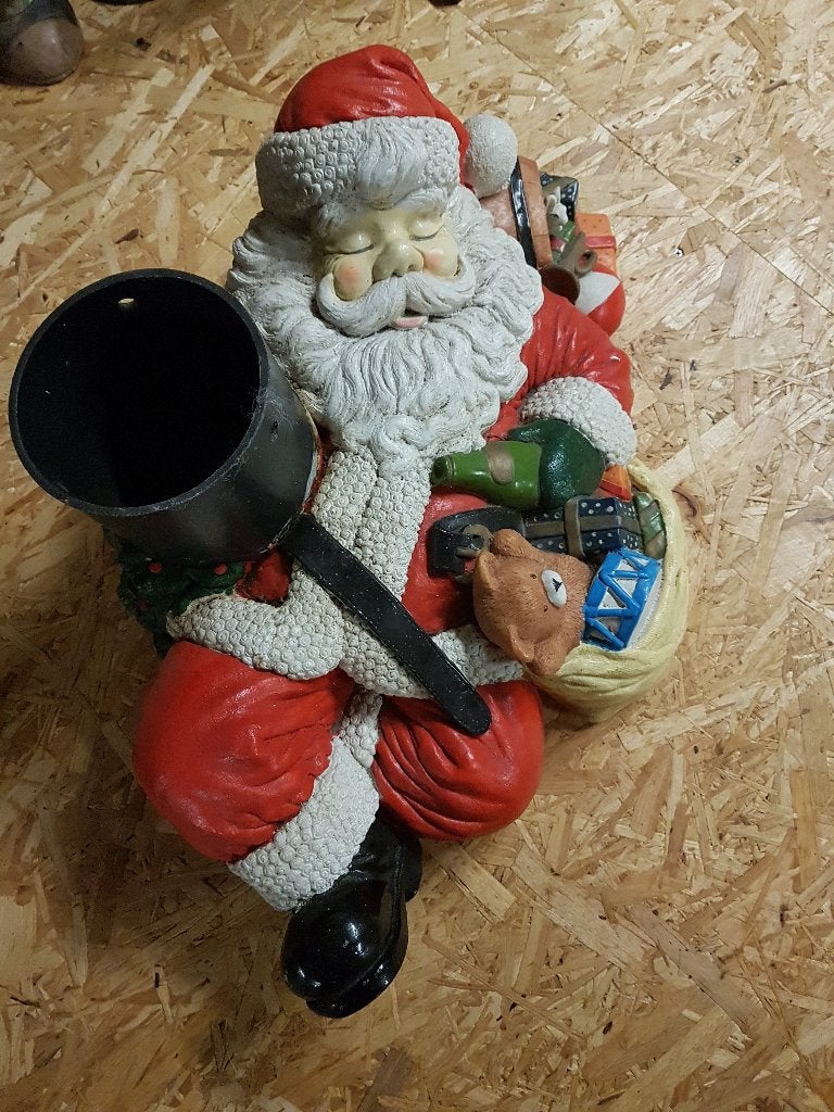 kerstman met bloempot, kunststof, Ophalen of Verzenden, Zo goed als nieuw