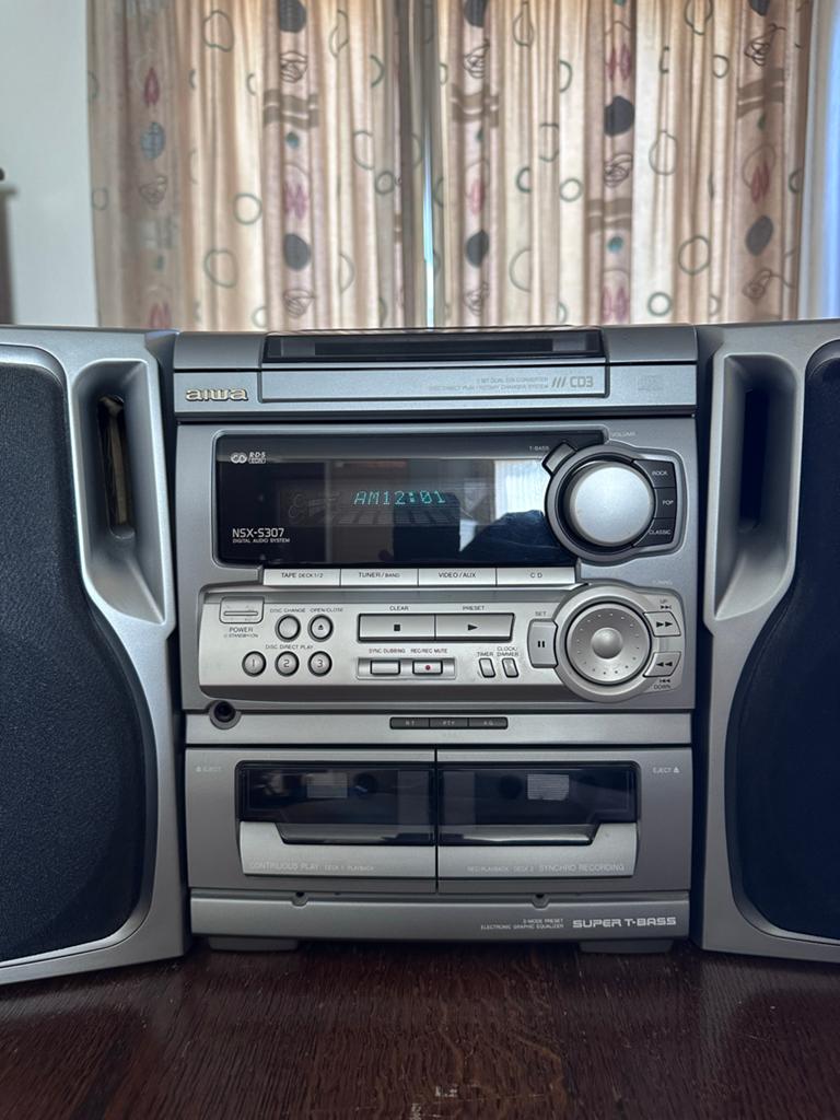 Aiwa NSX-S307 Stereo Installatie met CD en Dubbel Cassettede, Gebruikt, Cassettedeck, Losse componenten, Ophalen