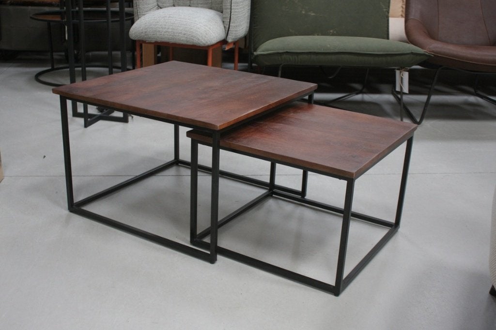 Eettafel + salontafel + tv-meubel + kast hout donkerbruin, Ophalen, Nieuw