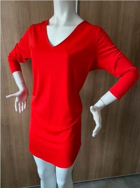 Rode stretch tuniek mt. XL 3/4 mouw, Ophalen of Verzenden, Zo goed als nieuw, Maat 46/48 (XL) of groter, Rood