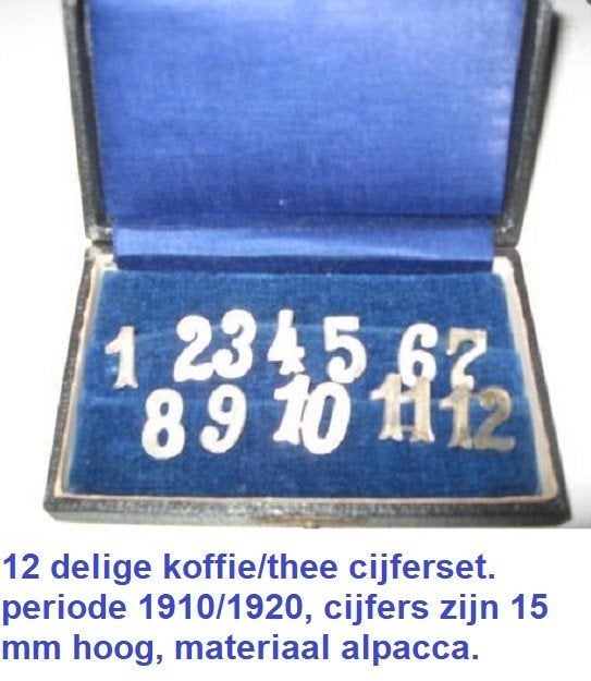 fraaie set z.g. koffie cijfers in met fluweel bekleed doosje, Ophalen of Verzenden