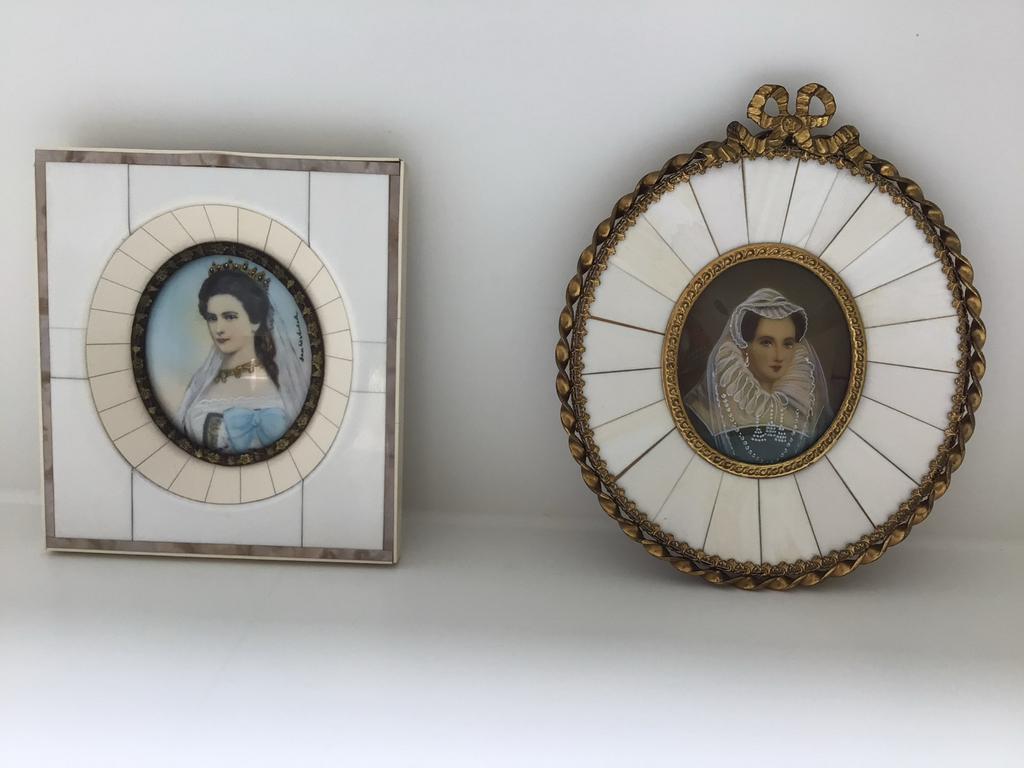 Antieke Miniatuur Portretten in Parelmoer Lijsten, Antiek en Kunst, Verzenden