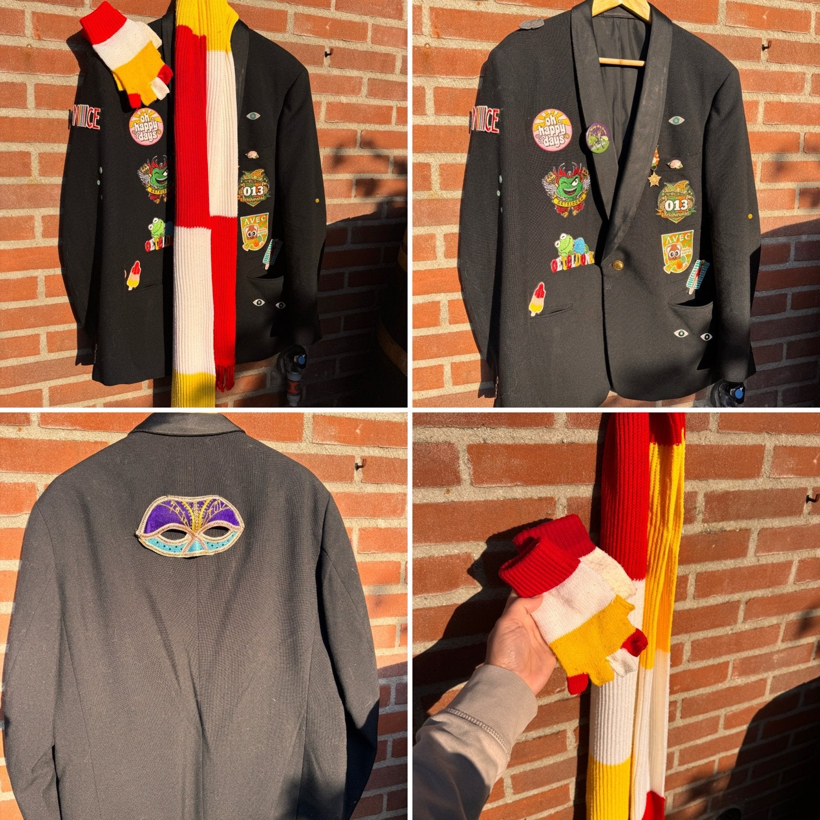 Oeteldonk jasje met sjaal en handschoenen, Verzenden, Gedragen, Carnaval, Kleding