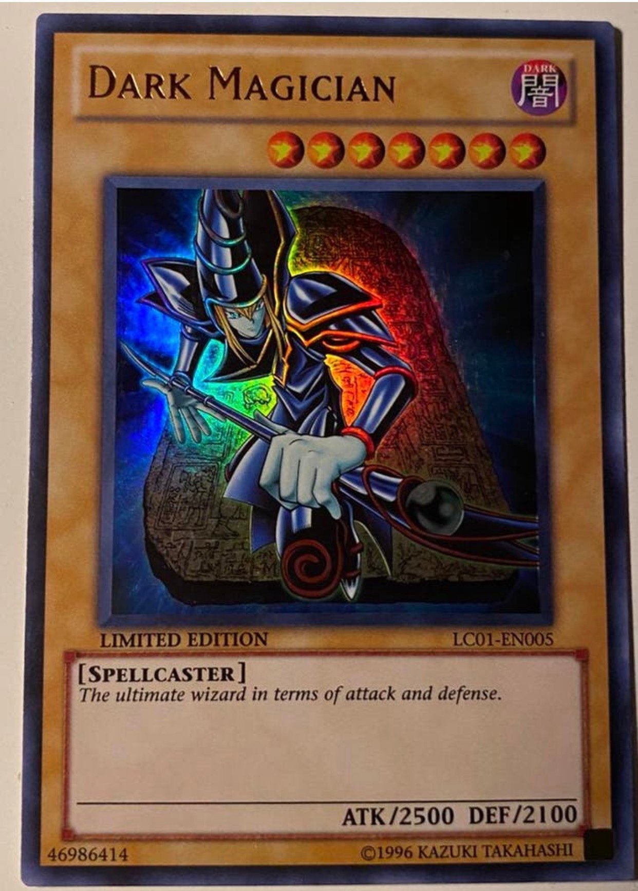 Yu-Gi-Oh! Dark Magician LC01 Limited 1996 Print !, Ophalen of Verzenden, Zo goed als nieuw, Losse kaart, Foil