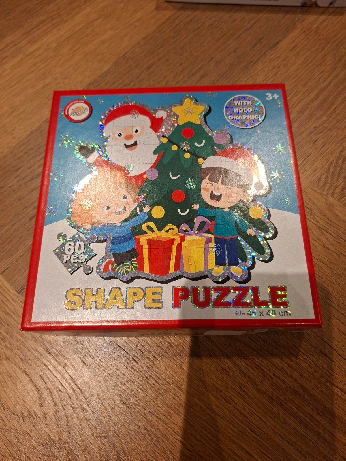 Kerst Shape Puzzel 60 Stukjes met Holografisch Effect, Ophalen of Verzenden, Minder dan 10 stukjes, Nieuw, 2 tot 4 jaar