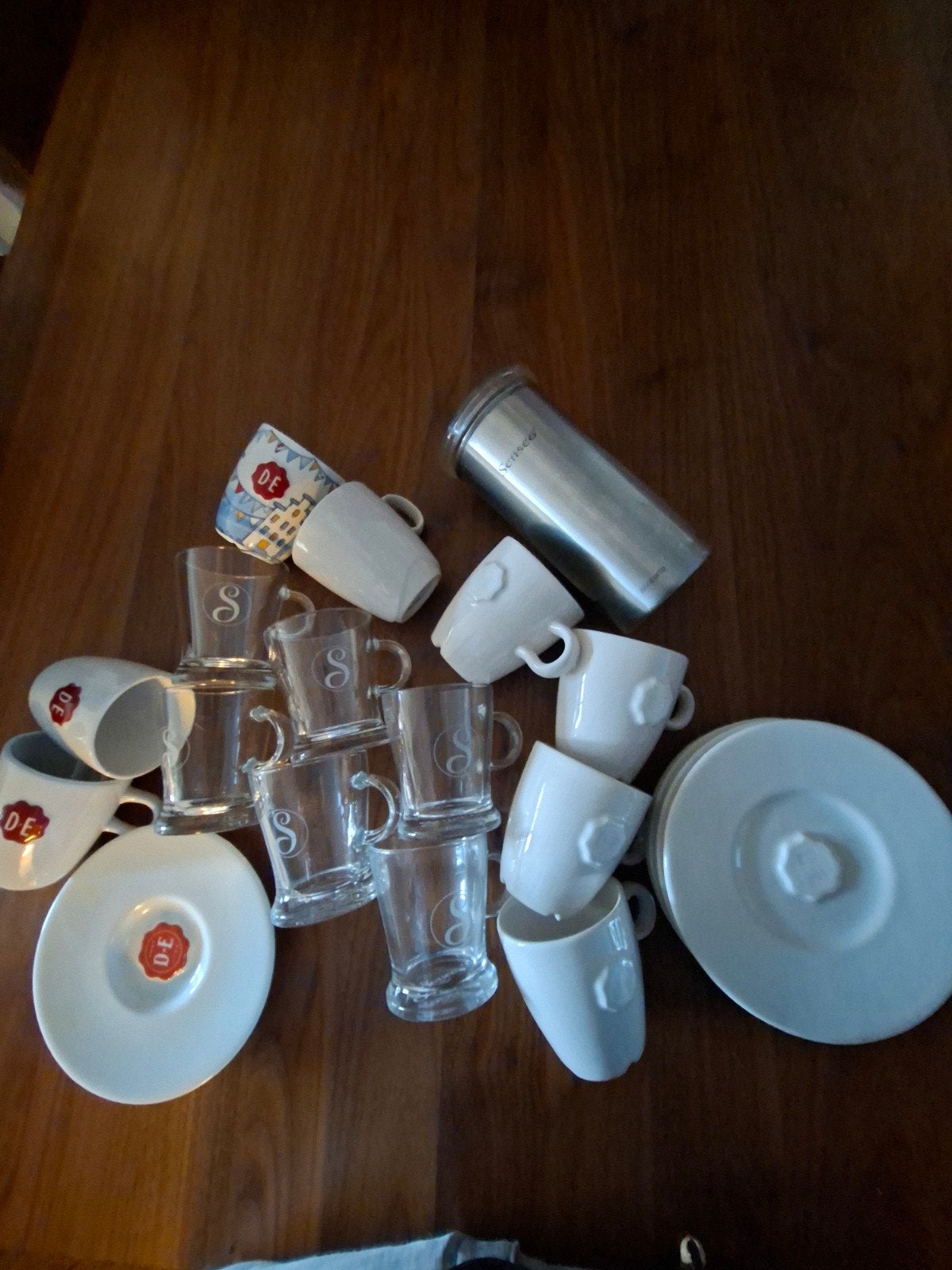 Diverse Douwe Egberts Senseo kopjes e.d., Huis en Inrichting, Ophalen, Glas of Glazen, Gebruikt, Overige merken