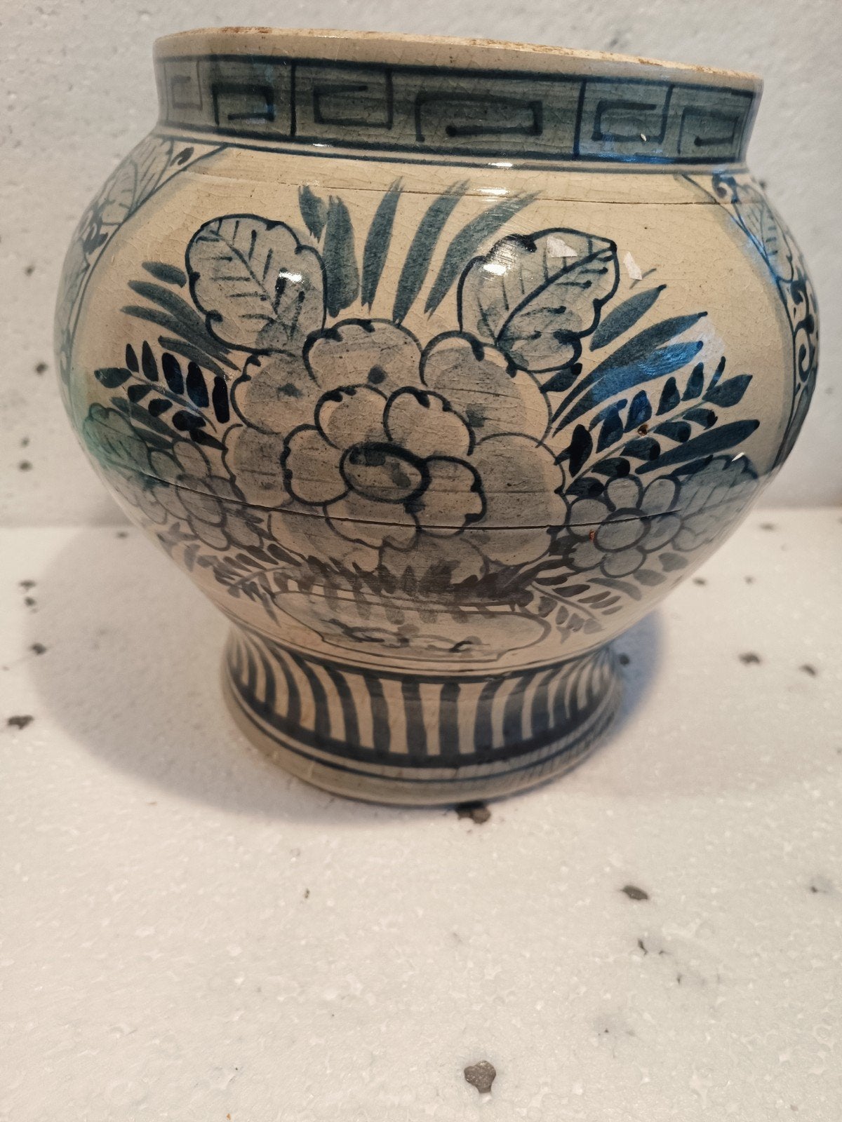Antieke Chinese Pot/Vaas met Blauw-Witte Decoratie, Ophalen of Verzenden