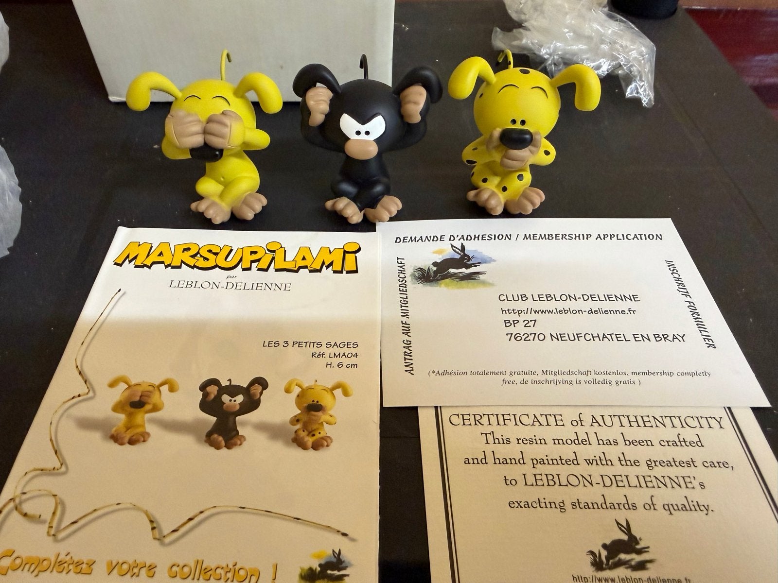 Marsupilami Leblon Delienne Beeldjes 3 Petits Sages Nieuw, Ophalen of Verzenden, Overige figuren, Nieuw, Beeldje of Figuurtje