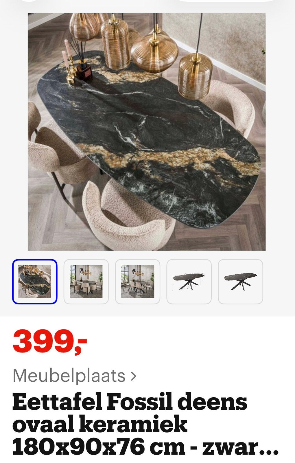 Recebt gekocht bij BOL deze eettafel Fossil deens ovaal, Ophalen, Zo goed als nieuw